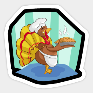 Happy Thanksgiving Turkey & Apple Pie Sticker